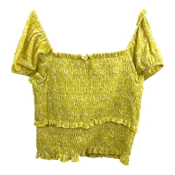 LUSH Yellow Smocked Crop Top NWT XS - Picture 2 of 6